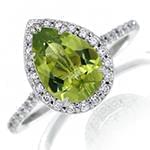 انگشتر زنانه طلای سفید با نگین زبرجد و الماس تراش برلیان :مدل rgf1610