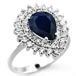 انگشتر زنانه طلای سفید با نگین یاقوت کبود و الماس تراش برلیان :مدل rgf1613