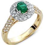 انگشتر زنانه طلای زرد با نگین زمرد و الماس تراش برلیان :مدل rgf1614