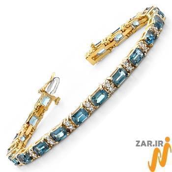 مدل دستبند طلا زنانه با نگین الماس تراش برلیان و توپاز
