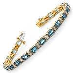 دستبند طلا زنانه با نگین الماس تراش برلیان و توپاز مدل: bdf1245