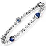 دستبند طلا زنانه با نگین الماس تراش برلیان و یاقوت کبود مدل: bdf1246