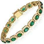 دستبند طلا زنانه با نگین الماس تراش برلیان و زمرد مدل: bdf1249