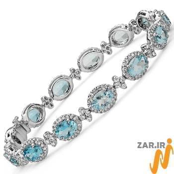 مدل دستبند طلا زنانه با نگین الماس تراش برلیان و توپاز