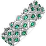 دستبند طلا زنانه با نگین الماس تراش برلیان و زمرد مدل: bdf1252