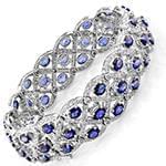 دستبند طلا زنانه با نگین الماس تراش برلیان و یاقوت کبود مدل: bdf1255