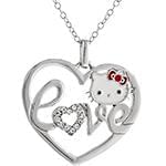 پلاک دخترانه کیتی با نگین الماس تراش برلیان طرح قلب و Love مدل: pgb2164