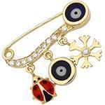 سنجاق سینه طلای نوزاد با نگین الماس تراش برلیان طرح کفش دوزک و برف مدل: pgb2168