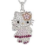 آویز کودکانه کیتی با نگین الماس تراش برلیان، یاقوت قرمز و تورمالین مدل: pgb2170