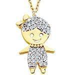 آویز دخترانه طلای زرد با نگین الماس تراش برلیان طرح دخترک مدل: pgb2171