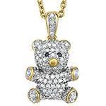 آویز کودکانه طلای زرد با نگین الماس تراش برلیان و یاقوت کبود طرح تدی مدل: pgb2173