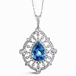 آویز طلای سفید با نگین الماس تراش برلیان و توپاز: مدل npdf13148