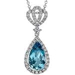 آویز طلای سفید با نگین الماس تراش برلیان و توپاز: مدل npdf13150