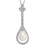 آویز طلای سفید با نگین الماس تراش برلیان و مروارید: مدل npdf13151