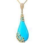 آویز طلای زرد با نگین الماس تراش برلیان و فیروزه: مدل npdf13152