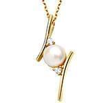 پلاک طلای زرد با نگین الماس تراش برلیان و مروارید: مدل npdf13153