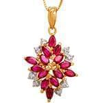 پلاک طلای رزگلد با نگین الماس تراش برلیان و یاقوت قرمز: مدل npdf13154