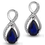 گوشواره جواهر یاقوت کبود و الماس تراش برلیان با طلای سفید مدل: edf1494