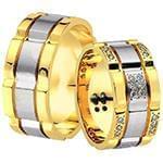 حلقه ازدواج ست طلای سفید و زرد با نگین الماس تراش برلیان مدل: srd1578