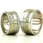 حلقه ازدواج ست طلای سفید و زرد با نگین الماس تراش برلیان مدل: srd1583