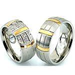 حلقه ازدواج ست طلای سفید و زرد با نگین الماس تراش برلیان مدل: srd1584