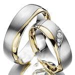 حلقه ازدواج ست طلای سفید و زرد با نگین الماس تراش برلیان مدل: srd1585