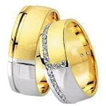 حلقه ازدواج ست طلای سفید و زرد با نگین الماس تراش برلیان مدل: srd1586