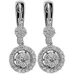 گوشواره الماس طلای سفید با نگین الماس تراش برلیان طرح فلاور مدل: ebf2224