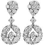 گوشواره الماس طلای سفید با نگین الماس تراش برلیان طرح فلاور مدل: ebf2226