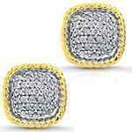 گوشواره الماس طلای سفید و زرد با نگین الماس تراش برلیان مدل: ebf2230