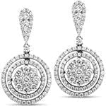 گوشواره الماس طلای سفید با نگین الماس تراش برلیان مدل: ebf2231