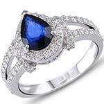 انگشتر زنانه طلای سفید با نگین یاقوت کبود و الماس تراش برلیان :مدل rgf1622