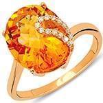 انگشتر زنانه طلای رزگلد با نگین سیترین و الماس تراش برلیان :مدل rgf1623