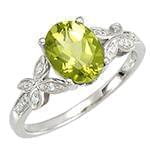 انگشتر زنانه طلای سفید با نگین زبرجد و الماس تراش برلیان :مدل rgf1627