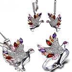 نیم ست طلا سفید کبوتر با سنگهای رنگی و الماس تراش برلیان مدل: hsdf1467