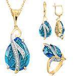 نیم ست طلای زرد زنانه با نگین توپاز و الماس تراش برلیان مدل: hsdf1473