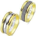 حلقه ازدواج ست طلای زرد با نگین الماس تراش برلیان مدل: srd1605