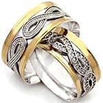 حلقه ازدواج ست طلای زرد و سفید با نگین الماس تراش برلیان طرح بینهایت مدل: srd1612