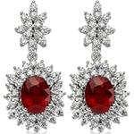 گوشواره طلا یاقوت قرمز و الماس تراش برلیان با طلای سفید مدل: edf1511