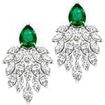 گوشواره طلا و جواهر زمرد و الماس تراش مارکیز با طلای سفید مدل: edf1515