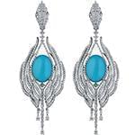 گوشواره طلا و جواهر فیروزه و الماس تراش برلیان با طلای سفید مدل: edf1518