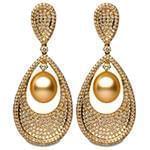 گوشواره طلا و جواهر مروارید و الماس تراش برلیان با طلای رزگلد مدل: edf1519