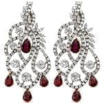 گوشواره طلا و جواهر یاقوت قرمز و الماس تراش برلیان با طلای سفید مدل: edf1520