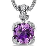 پلاک طلای سفید با نگین الماس تراش برلیان و آمتیس: مدل npdf13188