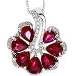 پلاک طلای سفید با نگین الماس تراش برلیان و یاقوت قرمز: مدل npdf13192