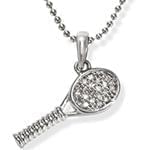 آویز کودکانه طلای سفید با نگین الماس تراش برلیان طرح راکت مدل: pgb2174