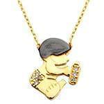 آویز کودکانه طلای زرد با نگین الماس تراش برلیان طرح شبرخوار مدل: pgb2176