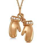 پلاک کودکانه طلای رزگلد با نگین الماس تراش برلیان طرح دستکش بچگانه مدل: pgb2181