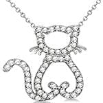 آویز کودکانه طلای سفید با نگین الماس تراش برلیان طرح پیشی مدل: pgb2183