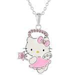 آویز کودکانه طلای سفید با نگین الماس تراش برلیان و تورمالین طرح کیتی مدل: pgb2184